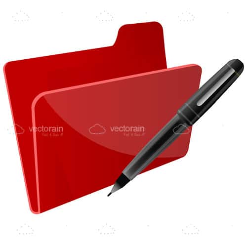 Red File Folder with Black Pen